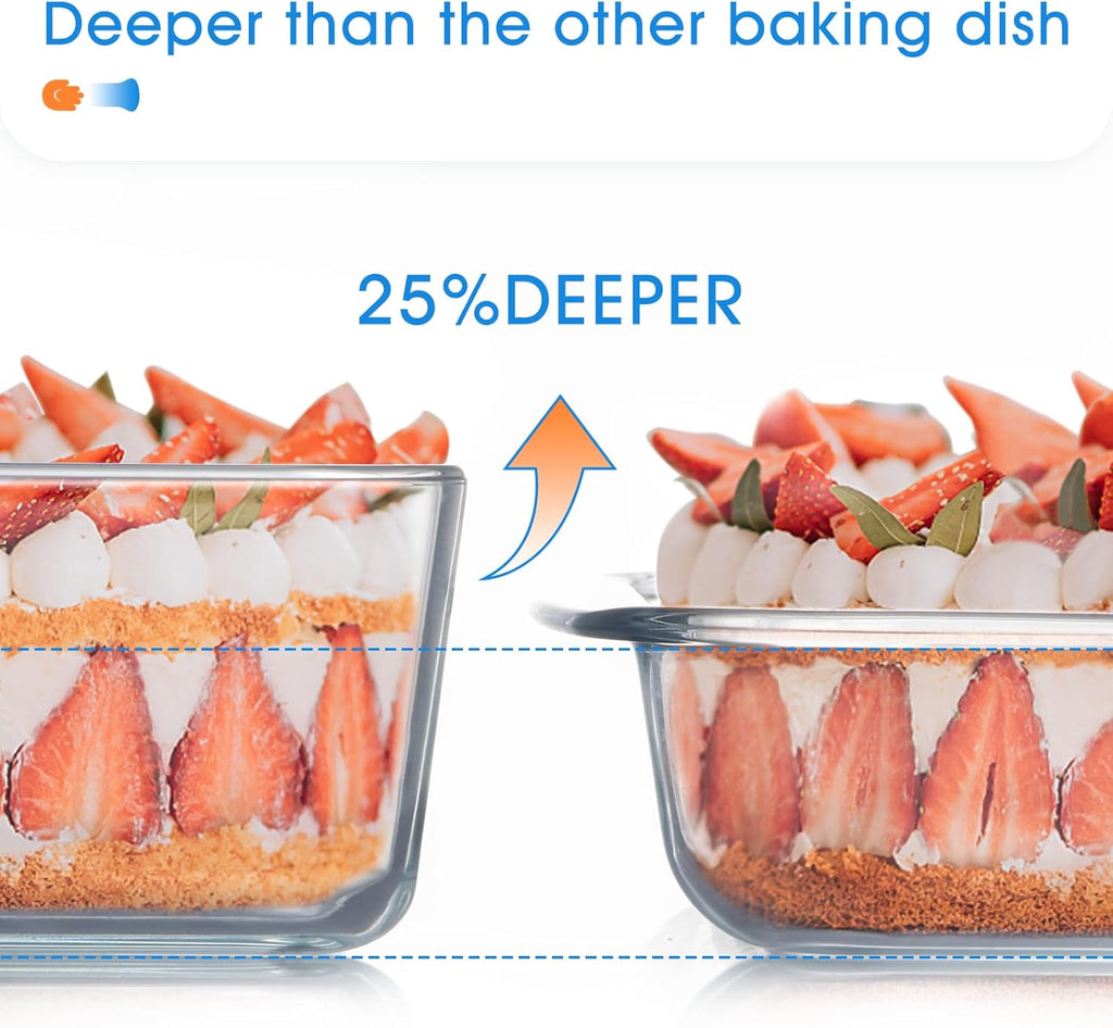 NUTRIUPS MIni-1.2QT Small Glass Baking Dish with Lid,（7×5 inches）Deep Rectangular Baking Dish for Oven
