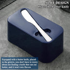 Evanda Butter Dish with Lid for Countertop and Refrigerator Door Shelf with Butter Spreader Knife, Butter Keeper, Plastic Butter Holder Tray Container for West/East Coast Butter