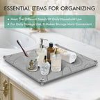 Stone Drying Mat For Kitchen Counter Superb Absorbent Diatomaceous Earth Mats with Non-Slip Feet Quick Dry Stone Dish Drying Pad Dish Pad Multi-Purpose(Flow Line-MediumGray, 15.7" x 11.8")