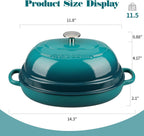 Enameled Oval Cast Iron Dutch Oven Pot with Lid, Bread Dutch Oven for Sourdough Bread Baking, 6QT, Darkcyan