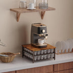 Coffee Pod Drawer K Cups Organizer 2-Tier Coffee Pod Storage Holder with Drawer Baskets 72 Capacity Coffee Capsule Storage Organizer Drawer, Industrial Brown and Bronze