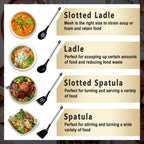 Pleafind 4-Pcs Silicone Cooking Utensils Set, Wok Utensils Set Include Wok Ladle, Slotted Spoon, Solid Spatula and Slotted Spatula, Silicone and Stainless Steel Kitchen Utensils, Dishwasher Safe