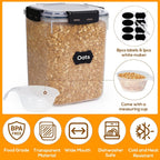 Large Thicker Food Storage Containers with Lids Airtight 5.3L/179Oz, 4pcs Plastic Pantry Storage Container for Dry Food/Flour/Sugar/Pasta/Cereal/Baking Supplies, Canister for Kitchen Organization