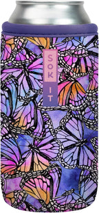 Sok It CanSok Sleeve for Beer & Soda Insulated Neoprene Cover (Butterfly Galaxy, 16oz Can Sleeve)