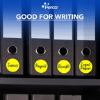Perco Fluorescent Yellow 3-Inch Round Sticker Labels with Easy Peel Perforation - 500 Labels per Roll - Strong Adhesion, Vibrant Colors for Organizing, Crafting & More - Made in USA