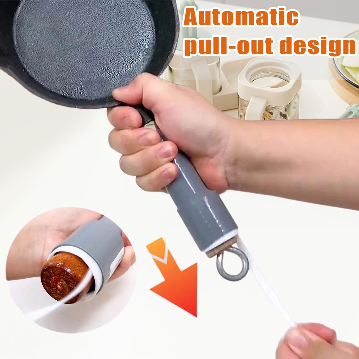 3 Pcs Silicone Pot Handle Cover Heat Resistant, Cast Iron Handle Cover Retractable Silicone Pot Handle Sleeve for Cast Iron Frying Pan Handle Holder (1.1 x 3.7 Inch, S), Gray