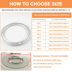 TamBee 12 Inch Mute Lazy Susan Bearing Base - 300lb Capacity Aluminum Heavy Duty Lazy Susan Turntable Mechanism Kit for Smooth Rotation, Universal Hardware for DIY Furniture, Table (Base Only)