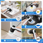 Electric Spin Scrubber, Cordless Shower Scrubber with Battery Level Display, 2 Speeds Electric Scrubber for Cleaning with 6 Replaceable Heads, Cleaning Brush for Bathroom/Sink/Window