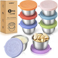 8 Pack - 2.4 Oz Small Salad Dressing Containers To Go, Leakproof Condiment Containers with Lids Reusable Stainless Steel Sauce Cups for Lunch Boxes Kitchen Storage Picnics Travel Meal Prep