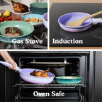 BytheTable Ombré Ceramic Titanium Non-Toxic, Nonstick Cookware Set 8-Piece Modular System with Removable Handle and Magnetic Lid, Magnetic Spatula, Eco-Friendly, Oven & Dishwasher Safe (Cataline Blue)