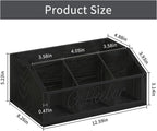 YINMIT Coffee Station Organizer for Countertop, Wood Coffee Bar Organizer with Removable Dividers for Pods, Syrup, Cups, Stirrer, Tea - Office Bar Accessories, Black