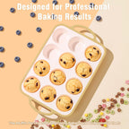 Silicone Muffin Pans for Baking 2 Pack, 2.6 Inch with Metal Reinforced Frame, Regular Size Nonstick Cupcake Pan 12 Cups for Baking Homemade Muffins, Dishwasher Safe BPA Free-Light Yellow