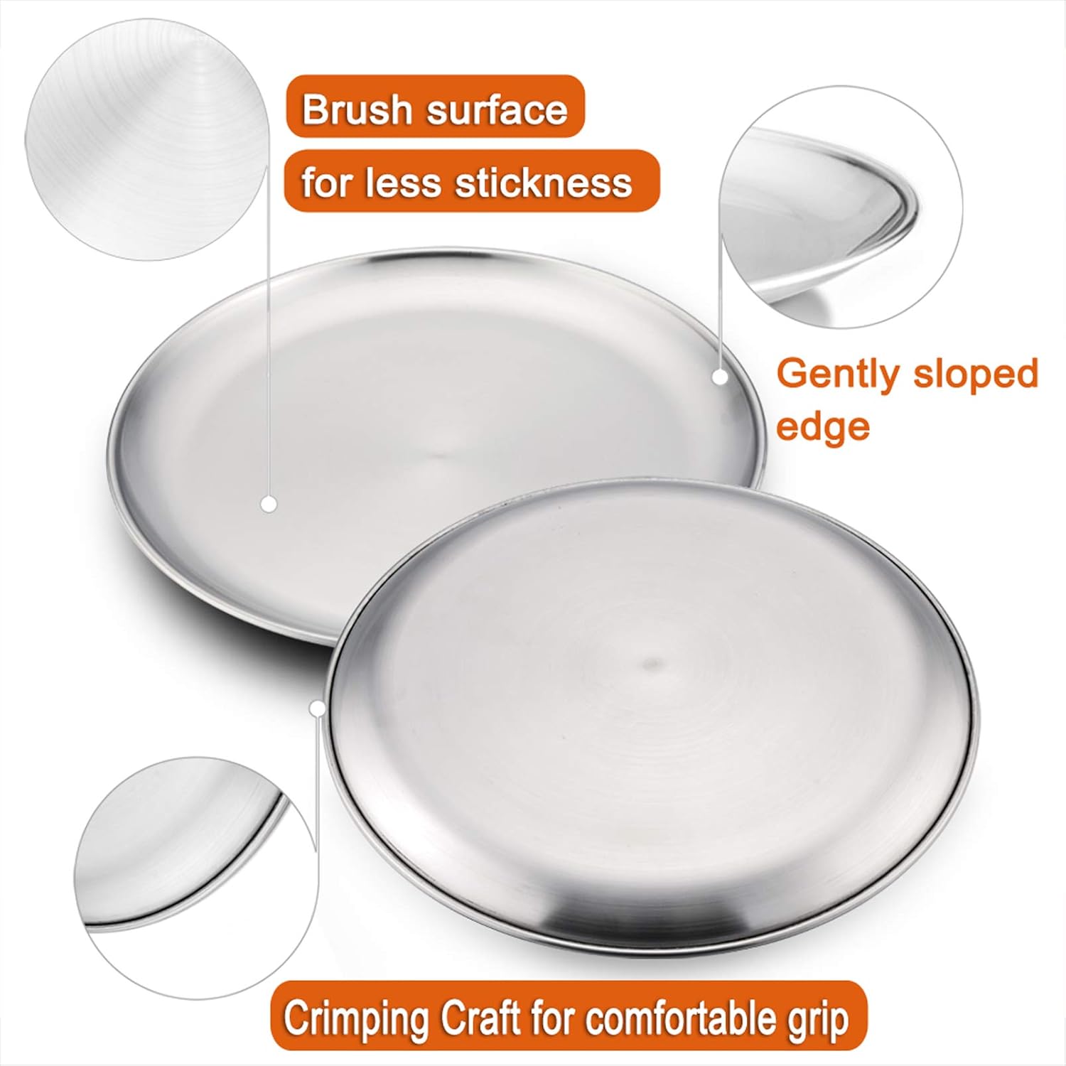 P&P CHEF 10 Inch Pizza Pan, 3 Pieces Stainless Steel Round Pizza Tray Dish Plate For Oven Baking Roasting, Healthy & Heavy Duty, Rust Free & Dishwasher Safe -Silver