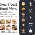 Elite Gourmet ECT5924D SmartToast Digital Long Slot 4 Slice Toaster, 1.5” Wide Slots for Thick Breads & Bagel Function, LED Touch Screen, Countdown Timer, 6 Shades, Stainless Steel