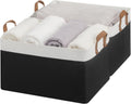 StorageWorks Storage Bins, Fabric Storage Bins for Shelves, Extra Large Storage Baskets with Metal Frame, Closet Baskets and Bins with Handles, Jumbo, Black and White, 2-Pack