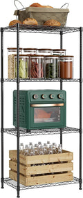 1000 lbs 4Tier Shelf Metal Storage Shelves Wire Rack Closet Organizers with Wheel for Garage Kitchen Bathroom Laundry Black 13.7" D x 23.6" W x 53.4" H