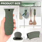 Patelai 8 Pcs Silicone Pot Holders Cast Iron Handle Cover Heat Resistant Pot Handle Covers Potholder Non Slip Reusable Pan Sleeve for Frying Pan Kitchen Supplies(Dark Color)