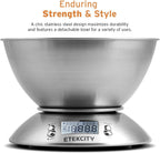 Etekcity Food Kitchen Scale with Bowl, Digital Weight Scale for Food Ounces and Grams, Cooking and Baking, Timer, and Temperature Sensor, 2.06 QT, Stainless Steel