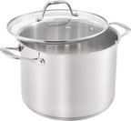 Guy Fieri's Flavortown 8-Quart Stainless Steel Stock Pot with Tempered Glass Lid - Kitchen Cookware with Tri-Ply Base, Oven & Dishwasher Safe, Compatible with Induction, Gas & Electric Stovetops