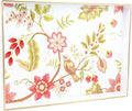 Spsyrine Decorative Serving Tray with Handles, White Lacquered Coffee Table Tray for Ottoman, Rectangle Waterproof Platters for Centerpieces, Parties, Living Room, Kitchen Counter Organization