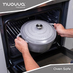 Cast Iron Dutch Oven with Lid – Non-Stick Ovenproof Enamelled Casserole Pot – Sturdy Dutch Oven Cookware – Grey, 7.3-Quart, 30cm – by Nuovva