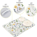 Wildflowers Butterflies Botanical Leaves Dish Drying Mat for Kitchen Counter Absorbent Microfiber Drying Pad, Medium 16x18 in, Reversible Drainer Mats