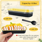 LNYZQUS Mini Loaf Pans with Lids 100 Pack, 6.8oz Aluminum Foil Mini Cake Baking Pans Cupcake Tins Containers,Disposable Ramekins Bread Baking Cups Muffin Tins Holders-Black