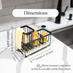 OKIEDOKIE ARTICHOKIE Kitchen Sink Caddy Organizer – With Self-Drying Stone, Multi-Purpose with Sponge & Dish Brush Holder, Compact Sink Sponge Holder for Kitchen Countertop