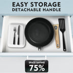 9.5 Inch Non Stick Skillet With Removable Handle, Frying Pan Non Stick Detachable Handle, Oven and Dishwasher Safe Omelette Pan, Egg Frying Pans Cooking Pan For All Cooktops (Granite, Round)
