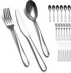 Stainless Steel 18PCS Dinner Set combo with 6 Dinner Knives, 6 Dinner Forks, 6 Dinner Spoons，Silverware Set for Home, Kitchen and Restaurant, Mirror Polished& Dishwasher Safe