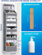 Over the Door Organizers - 6 Shelf Hanging Door Organizer with Large Pockets, Anti Tilt 44 lb Load Behind Door Organizer for Bedroom,Nursery,Bathroom,Kitchen,Dorm,Shoe - 1 Pack,Grey