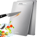 2 Pack Titanium Cutting Board - 100% Pure Titanium Cutting Boards For Kitche,Easy to clean, Double-sided food-grade Cutting Board For Cutting Meats, Fruits And Vegetables,15 * 11