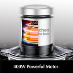 Kitchen in the box Food Processors with 400W All-Copper Motor,Small Meat Grinder & Food Chopper - Electric Vegetable Chopper with 2 8-Cups Bowls & 2 Bi-Level Blades for Meat/fish/Vegetable/Baby Food