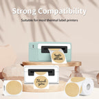 Thermal Label,3 Inch Kraft Paper Round Thermal Printer Sticker,Self-Adhesive Round Direct Thermal Labels,Thermal Stickers for DIY Logo Design,Name Tag (300 Labels/1 Roll)