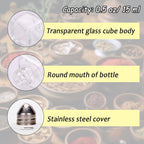 100 Pack Mini Salt and Pepper Shakers, 0.5 OZ Bulk Clear Glass Seasoning Jars Spice Shaker, Small Cube Glass Spice Shaker Container with Stainless Steel Lid for Kitchen Restaurant Supplies