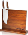 Modern Acacia Magnetic Knife Block Holder 12 x 10 Inches, Large Dual-Sided Strong Magnet Wood knives Stand, Luxurious Kitchen Counter Rack Organizer for a Stable and Stylish Cutlery Display