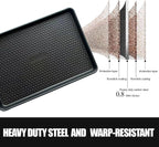 Large Baking Sheet Set (2 Pack) - Half Sheet Pan 17.7x12.2 Inch, 0.8mm Heavy Duty Carbon Steel, Nonstick & Warp Resistant Cookie Sheet for Baking, Roasting, Textured Pattern, Dark Grey