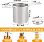 4 PCS Tea Strainer with Lid 304 Stainless Steel Tea Infuser Basket for Loose Tea Extra Fine Mesh Tea Diffuser Long Handle Tea Strainers Filters for Hanging on Teapots Mugs Cups