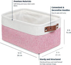OrganiHaus Small Fabric Storage Bins for Shelves 6 Pack, 12x8in Closet Storage Bins for Shelves, Cloth Baskets for Organizing, Linen Closet Organizers, Fabric Basket, Pink/White