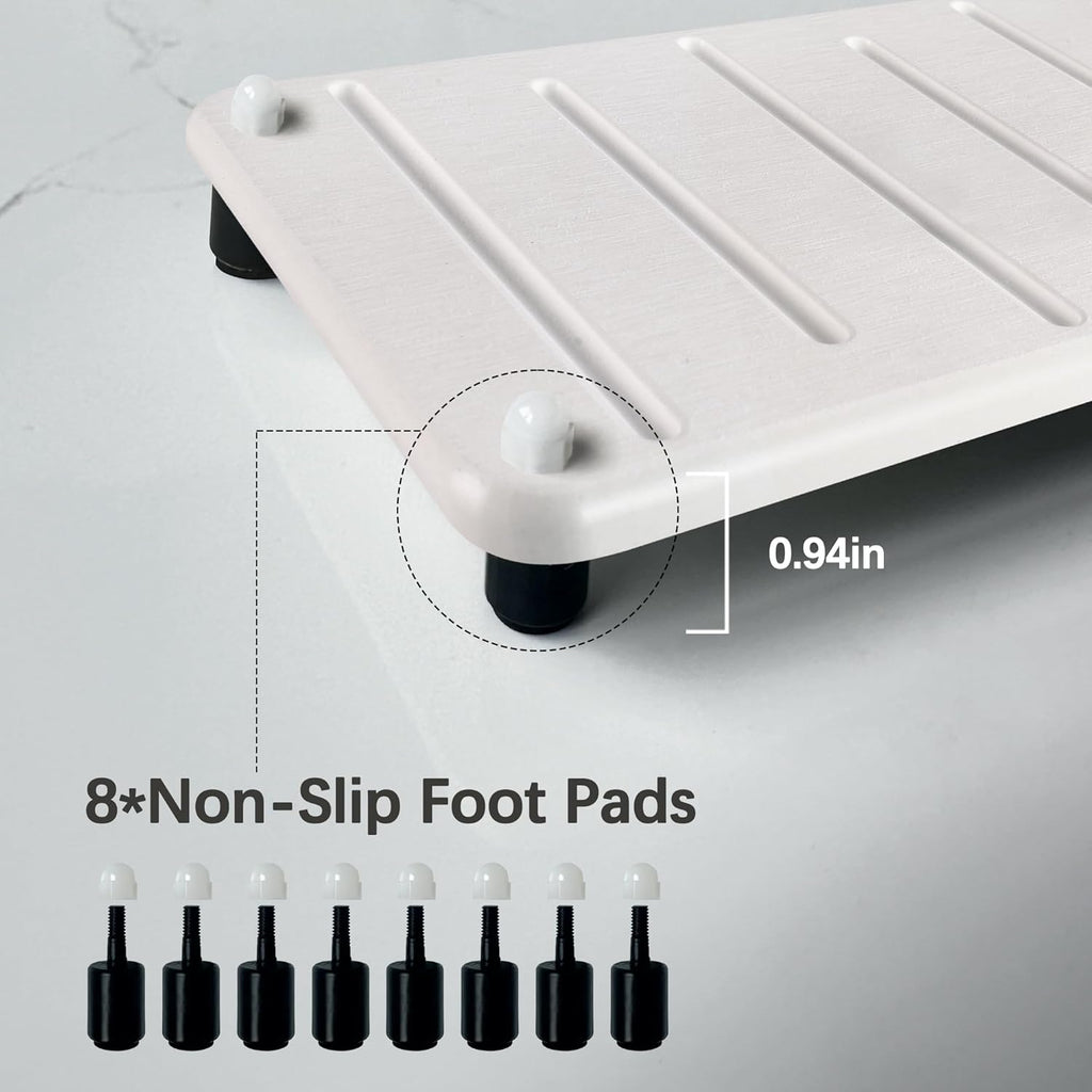 2PCS Water Absorbing Stone Drying Mat for Bathroom Sink & Kitchen Counter Organizer, Instant Dry Soap Dispenser Sponge Holder, Sink Caddy, Vanity Tray (8.66"x4.33"-White)