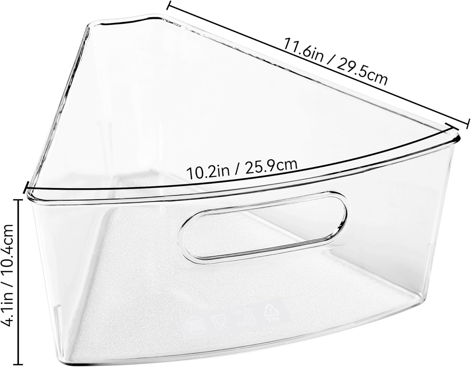 Oubonun Lazy Susan Organizers Set of 6, 11.6’’ x 10.2’’ x 4.1’' Plastic Transparent Kitchen Cabinet Storage Bins with Handle, 4.1" Deep Container, 1/8 Wedge - Food Safe, without BPA