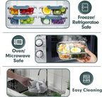 VERONES 10 Pack Glass Meal Prep Containers 2 Compartment Set, 30 OZ Airtight Glass Lunch Containers, Glass Food Storage Containers with Lids, for Microwave, Oven, Freezer & Dishwasher Friendly，Grey