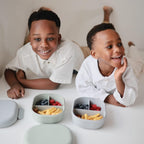mushie Kids Bento Lunch Box | 3-Compartment & Removable Divider + Fork & Spoon Utensils | Great For Meals, School, Snacks On-the-Go | Dishwasher Safe (Cloud)