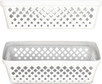 Glad Plastic Storage Basket Set - Multipurpose Drawer Trays, Kitchen Pantry Containers, and Bathroom Bins - 6 Pack Medium Organizers, White