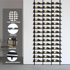 Wine Rack Freestanding Floor, 16 Tier 80 Bottle Capacity Display Holder, Black Industrial Wine Bottle Storage Shelves, for Any Bar, Wine Cellar, Kitchen, Dining Room (Gold, 5 Column)