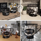TreeLen Coffee Pod Holder, K Cup Organizer, Large Capacity K Cup Holder for 40 K Cups, K Pod Storage for Coffee Bar - Black
