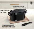KooK Dutch Oven, Oven for Sourdough Bread Baking, with Lid, Dual Handles, Enameled Cast Iron, includes Lid Lever, Great for Baking Bread, Cooking and Roasting, Dishwasher Safe, 3.4 Qt, Black