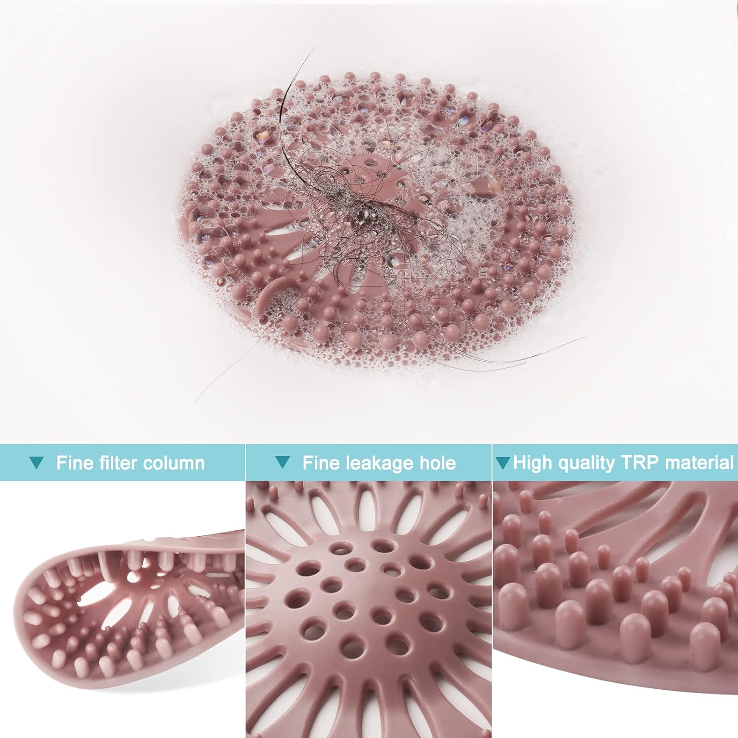 Gotega Bathroom Sink Drain Strainers, Hair Catcher Shower Drain Covers Protector, Flexible TPR Material, Multiple Colors for Bathroom Tub Shower and Sink Hair Trap Garbage Disposal Parts, 5 Pack