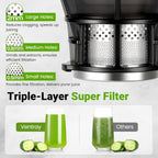 Ventray Cold Press Juicer, 5.1'' Extra Large Feed Chute Slow Masticating Juicer Machine for Whole Vegetables & Fruits, 250w, High Juice Yield, Easy to Clean with Brush, Great for Batch Juicing