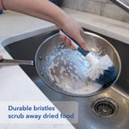 Unger Sink and Dish Scrub Brush, Kitchen Washing Scrubber for Hard-to-Reach Corners, Small Cleaning Supplies, Non-Scratch Bristles, Glassware, Pots, Pans, Tumblers, Drains, and Disposals